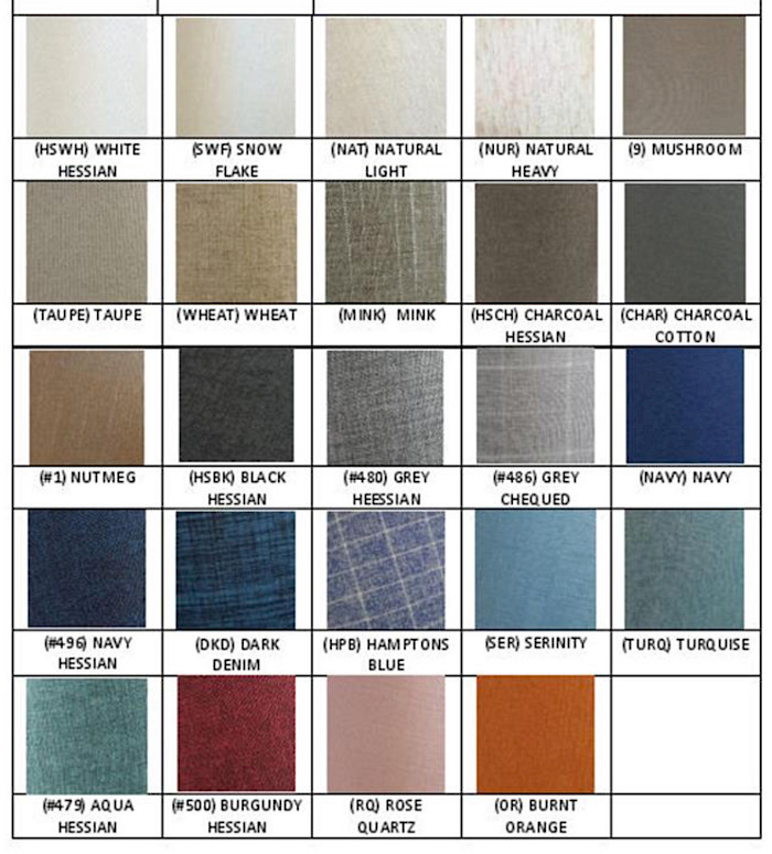 Huge Range of Fabric Shades