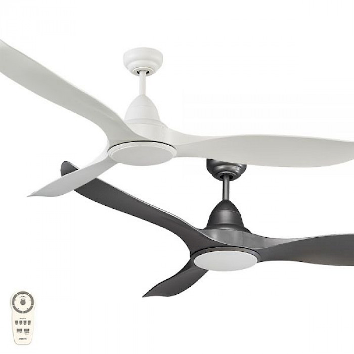 DC 3 blade White or Titanium ceiling fan with light